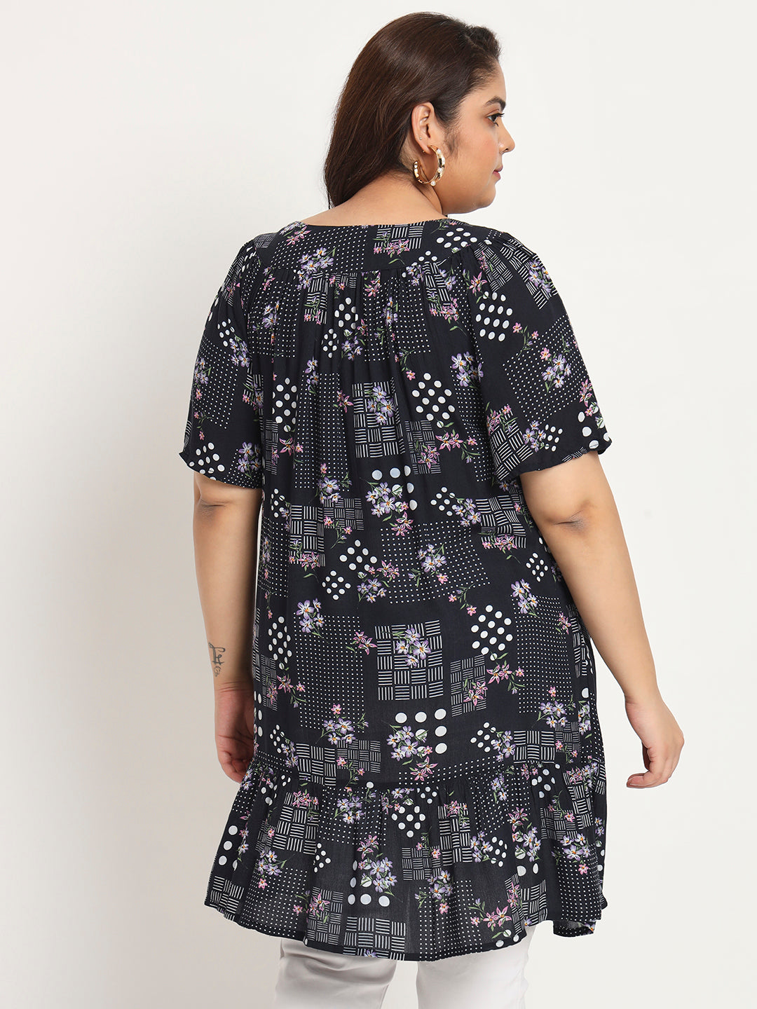 Plus Size Ethnic Motifs Printed Tunic