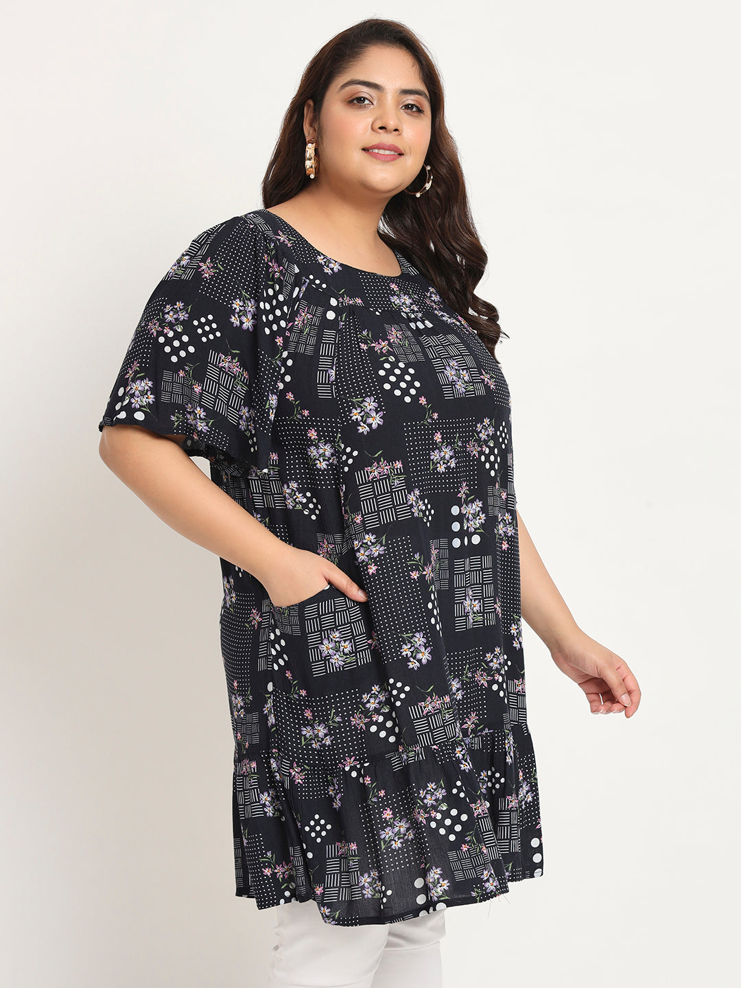 Plus Size Ethnic Motifs Printed Tunic