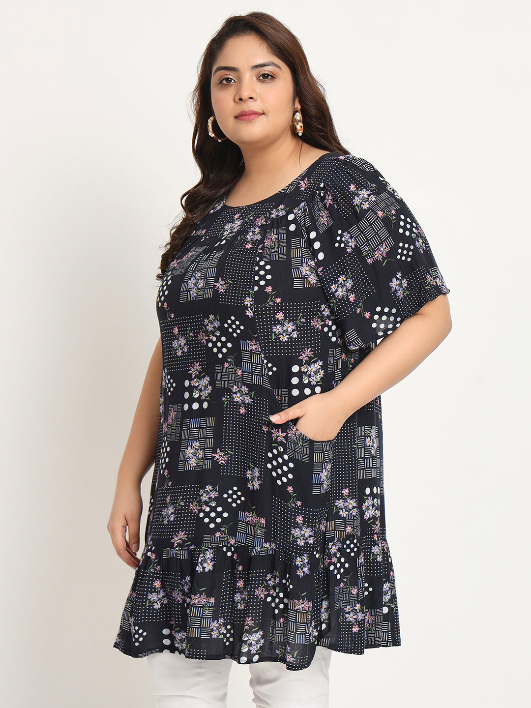 Plus Size Ethnic Motifs Printed Tunic
