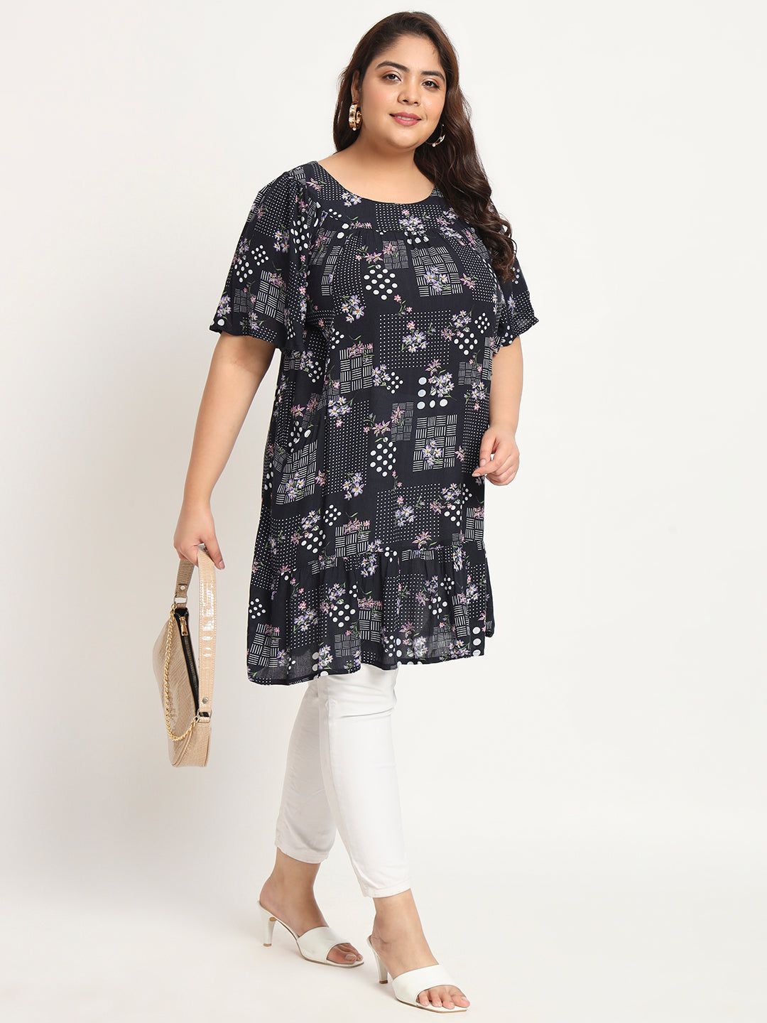 Plus Size Ethnic Motifs Printed Tunic
