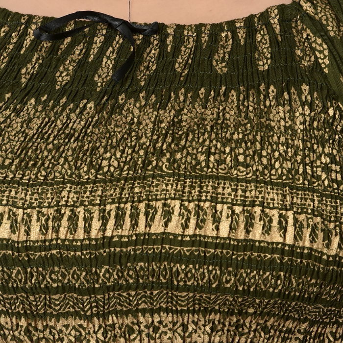 Green Foil Printed Maxi Dress