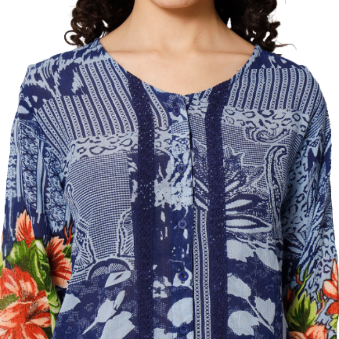 Ethnic Motifs Print Puff Sleeve co-ord set of 2
