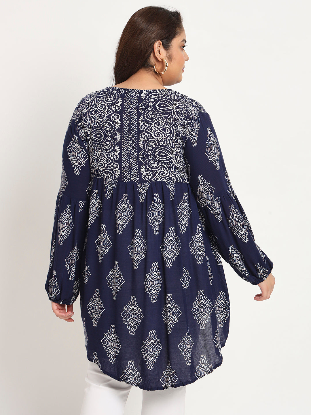 Plus Size Ethnic Motifs Printed Tunic