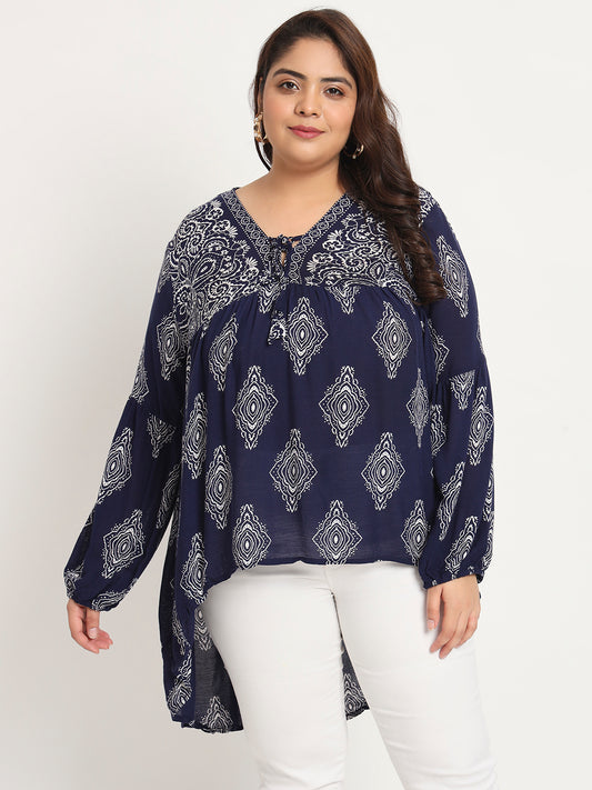 Plus Size Ethnic Motifs Printed Tunic