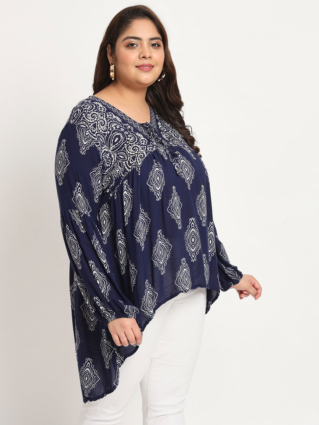 Plus Size Ethnic Motifs Printed Tunic