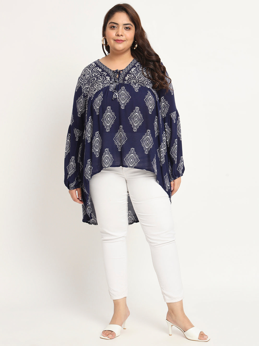 Plus Size Ethnic Motifs Printed Tunic