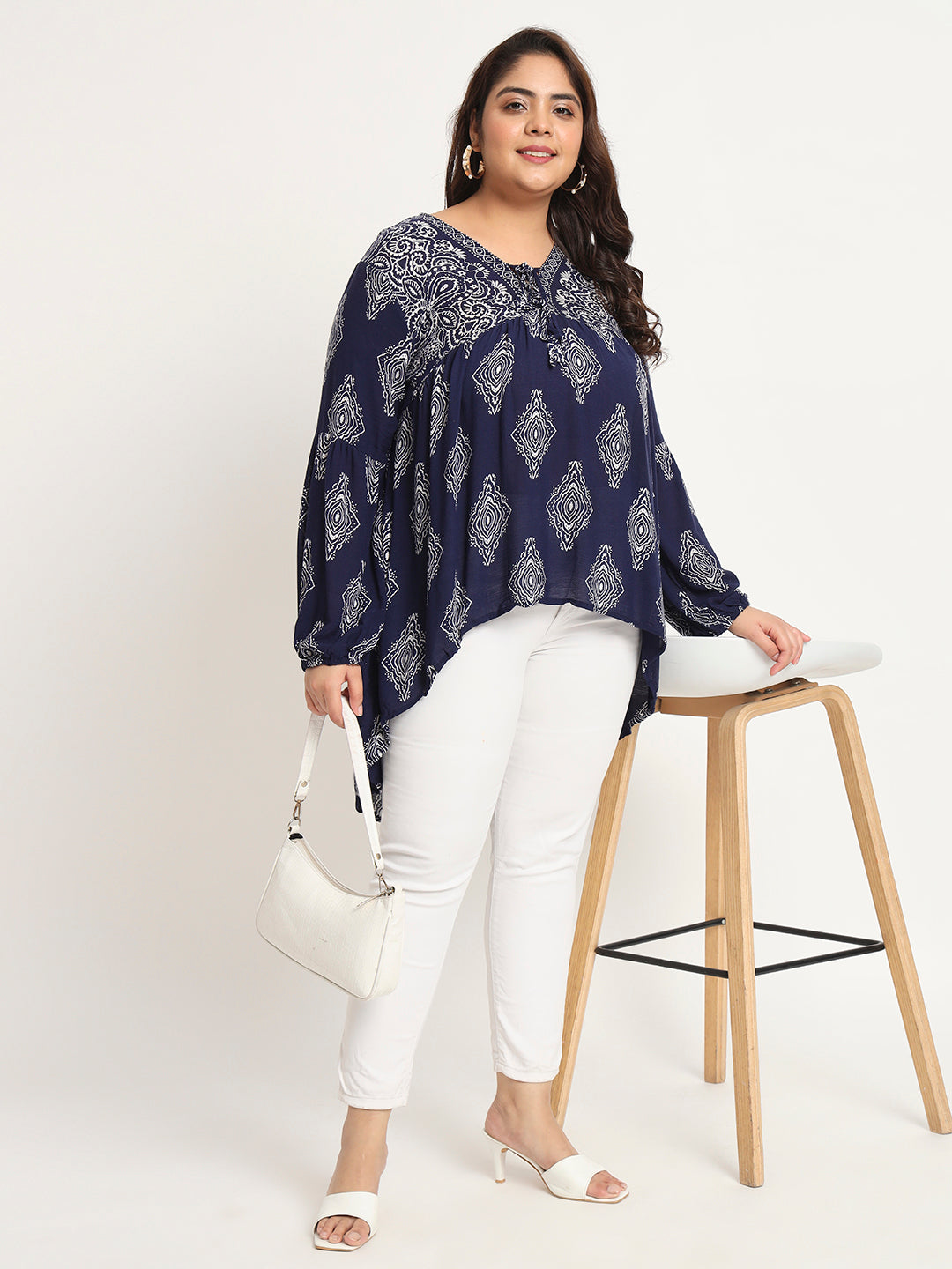 Plus Size Ethnic Motifs Printed Tunic