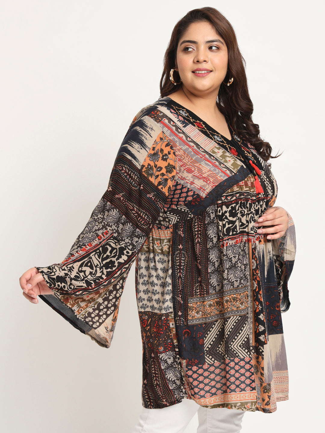 Plus Size Ethnic Motifs Printed Tunic