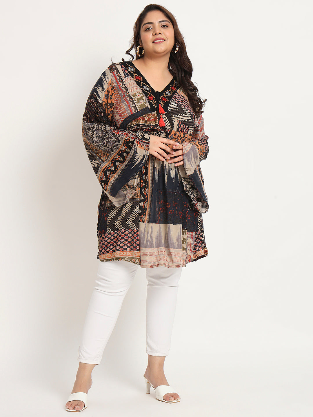 Plus Size Ethnic Motifs Printed Tunic