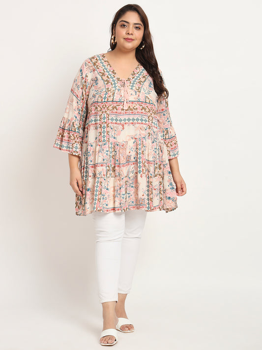 Plus Size Ethnic Motifs Printed Tunic