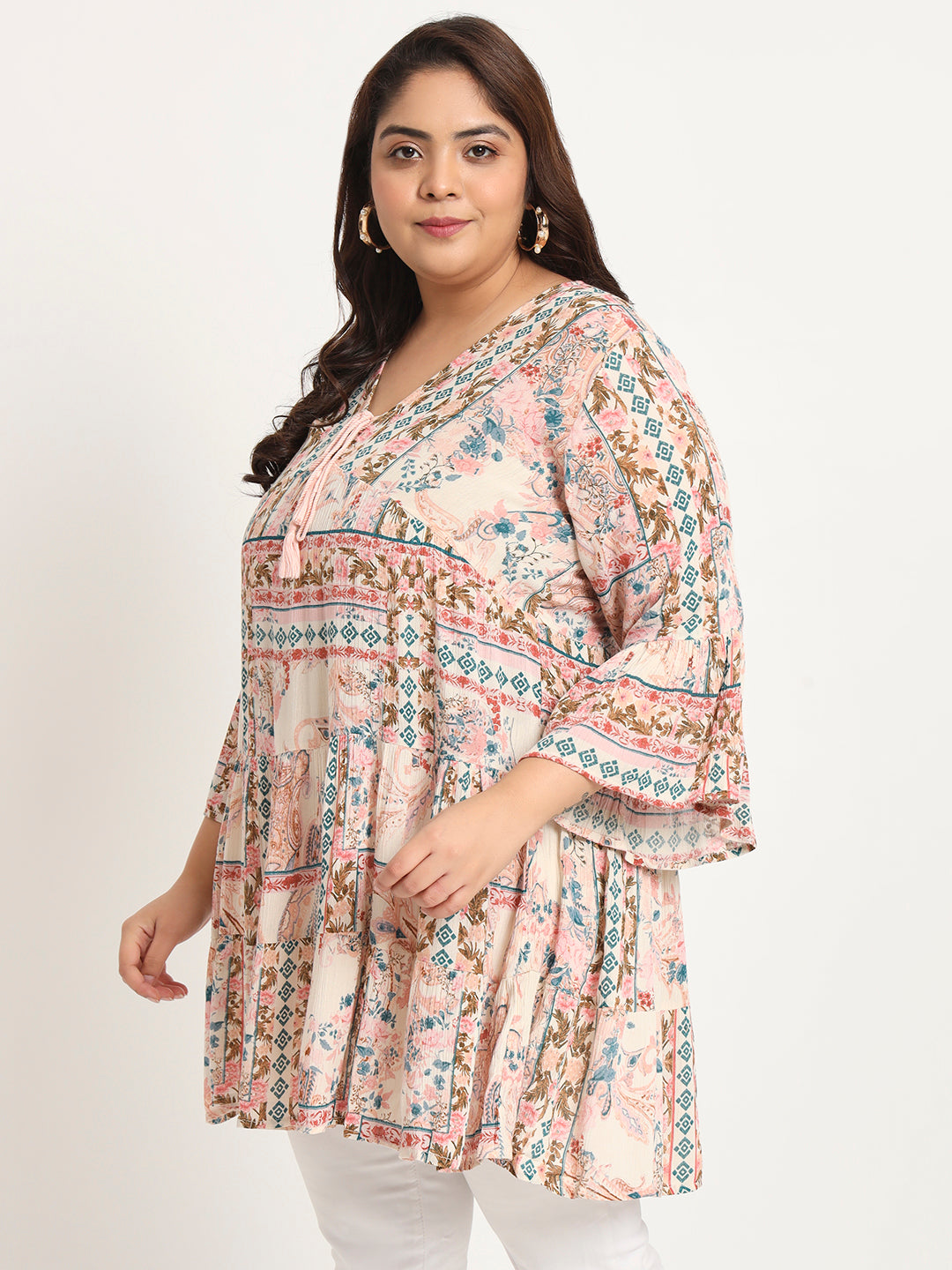 Plus Size Ethnic Motifs Printed Tunic