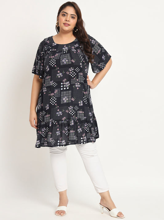 Plus Size Ethnic Motifs Printed Tunic