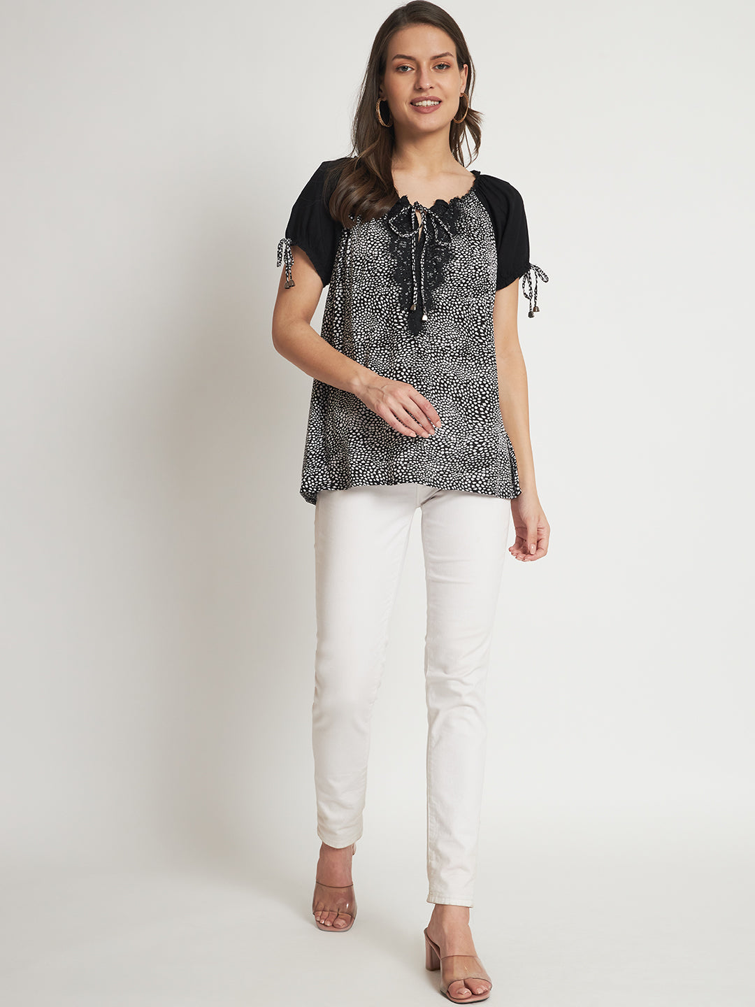 Abstract Printed Tie-Up Neck Tie-Ups Top