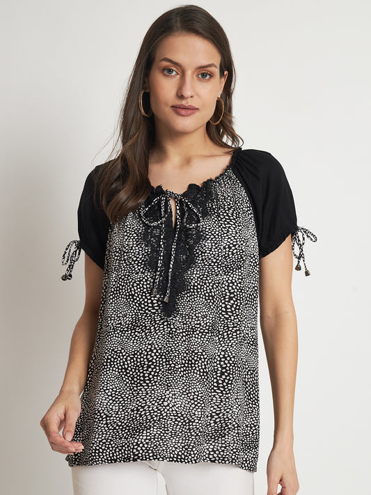 Abstract Printed Tie-Up Neck Tie-Ups Top