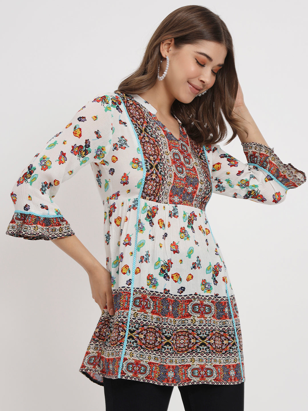 Floral Printed Straight Kurti