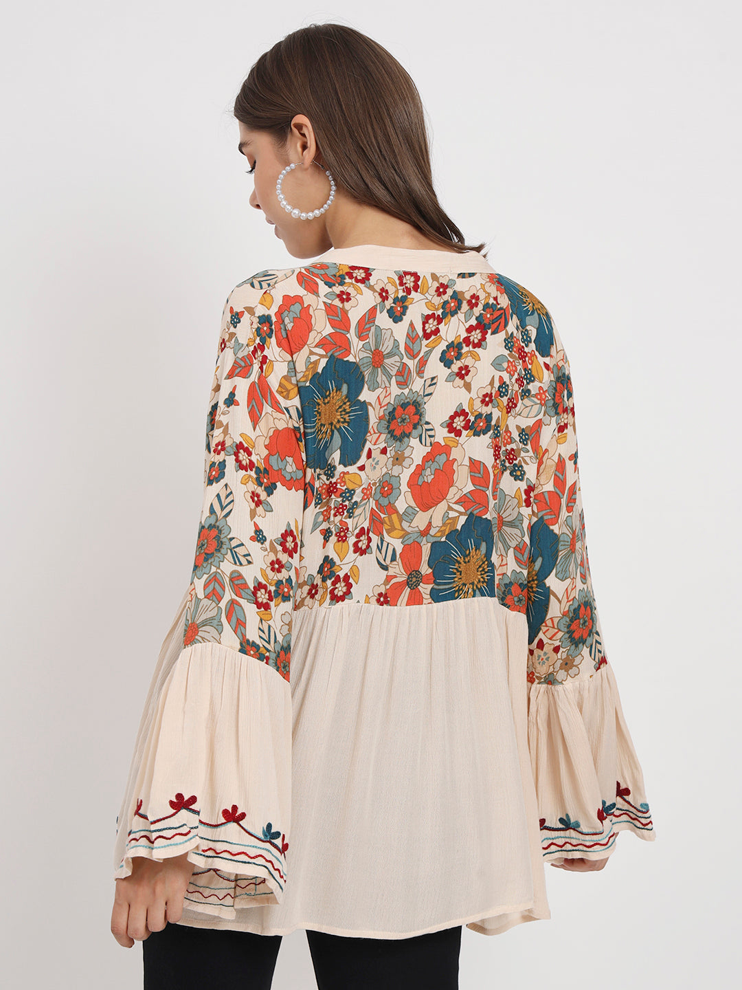 Floral Printed V Neck Tunic