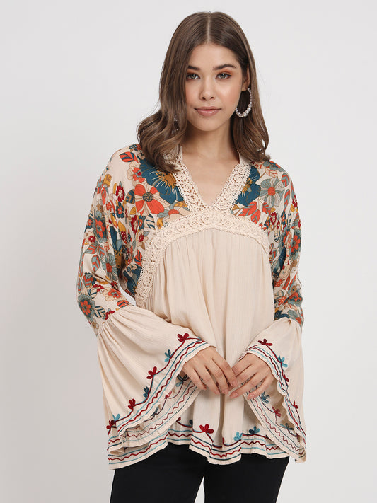 Floral Printed V Neck Tunic