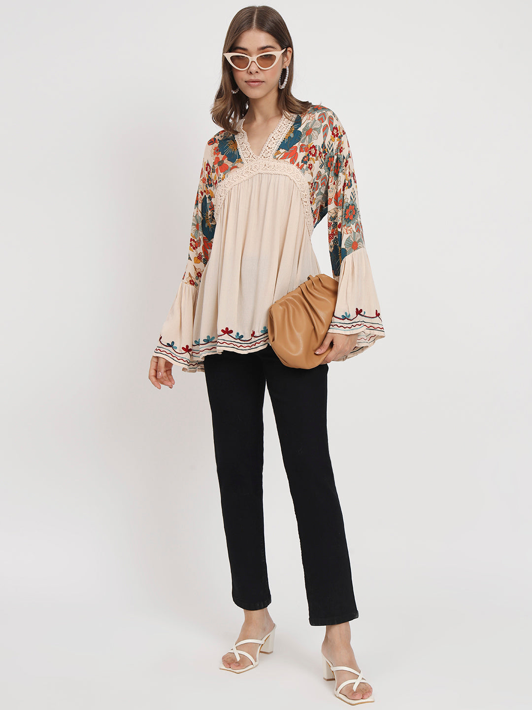 Floral Printed V Neck Tunic