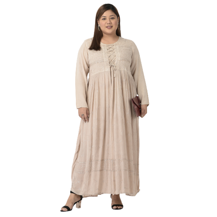 Women Beige Maxi Dress