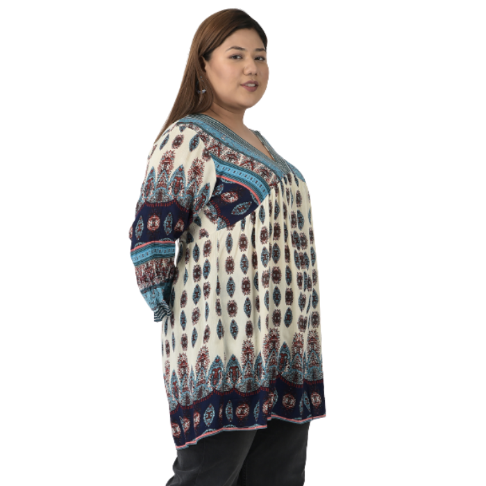 Women Plus Size Multicoloured Print Longline Top