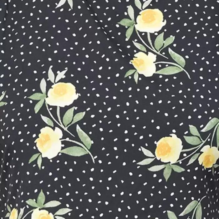 Women Black & Yellow Floral Printed A-Line Dress