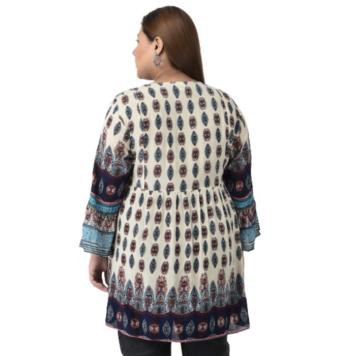 Women Plus Size Multicoloured Print Longline Top