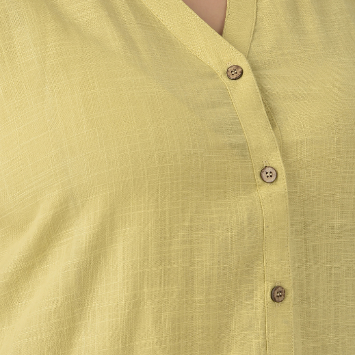 Plus Size Women Yellow Solid Casual Kurta