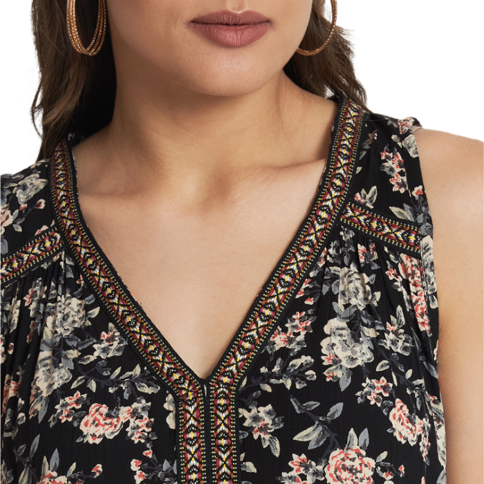 Floral Printed Sleeveless A-Line Top